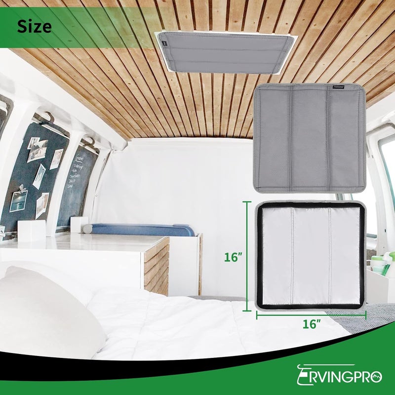 RVINGPRO Foldable RV Vent Shade, 16"x16", Blackout & Reflective, Silver Grey - Image 4